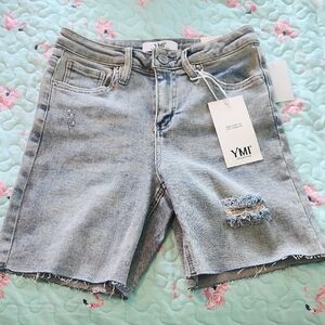YMI Women's Ripped Jean Shorts - Light Blue